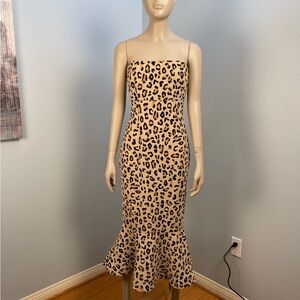 Cinq à Sept Strapless Animal Print Dress size 4